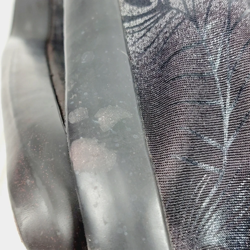 Volatile Black Light Stripes Feathers Black Slip On Tall Boots E61